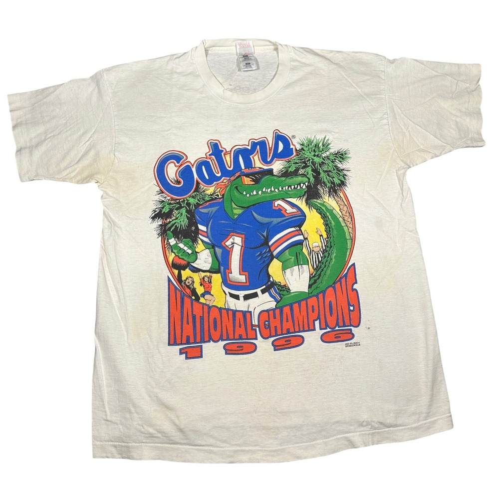 Rare Vintage 1996 Florida Gators UF NCAA National Champions Shirt XL White